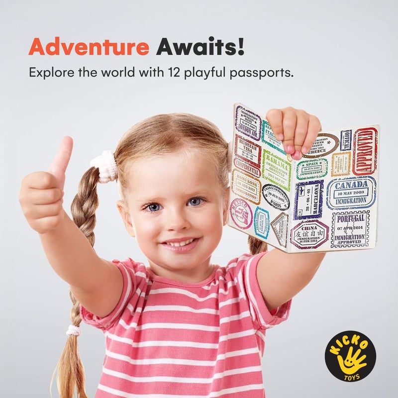 Kicko Passport Sticker Book for Boys and Girls 6in - 12 Pack Pad of Famous Places Motivational Treats, Party Favors, Game Prizes, Wall Decals, Scrapbooks, Collections, School Supplies, Arts and Crafts - Image 2